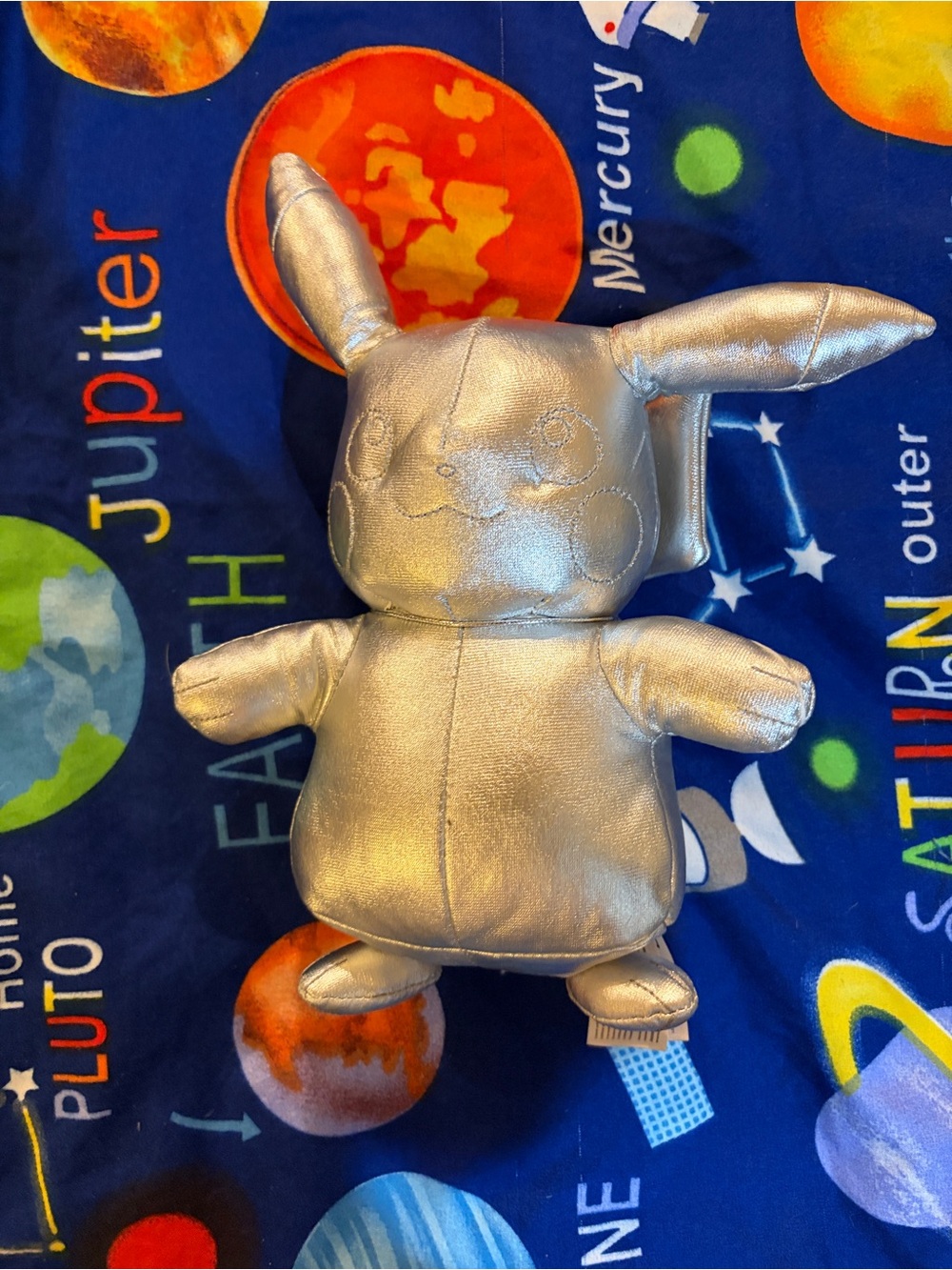 2021 Pikachu Plush Silver Pokemon 25th Anniversary Chrome 10”